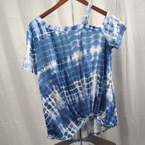 White Birch Blue Tie-Dye Short Sleeve Top
